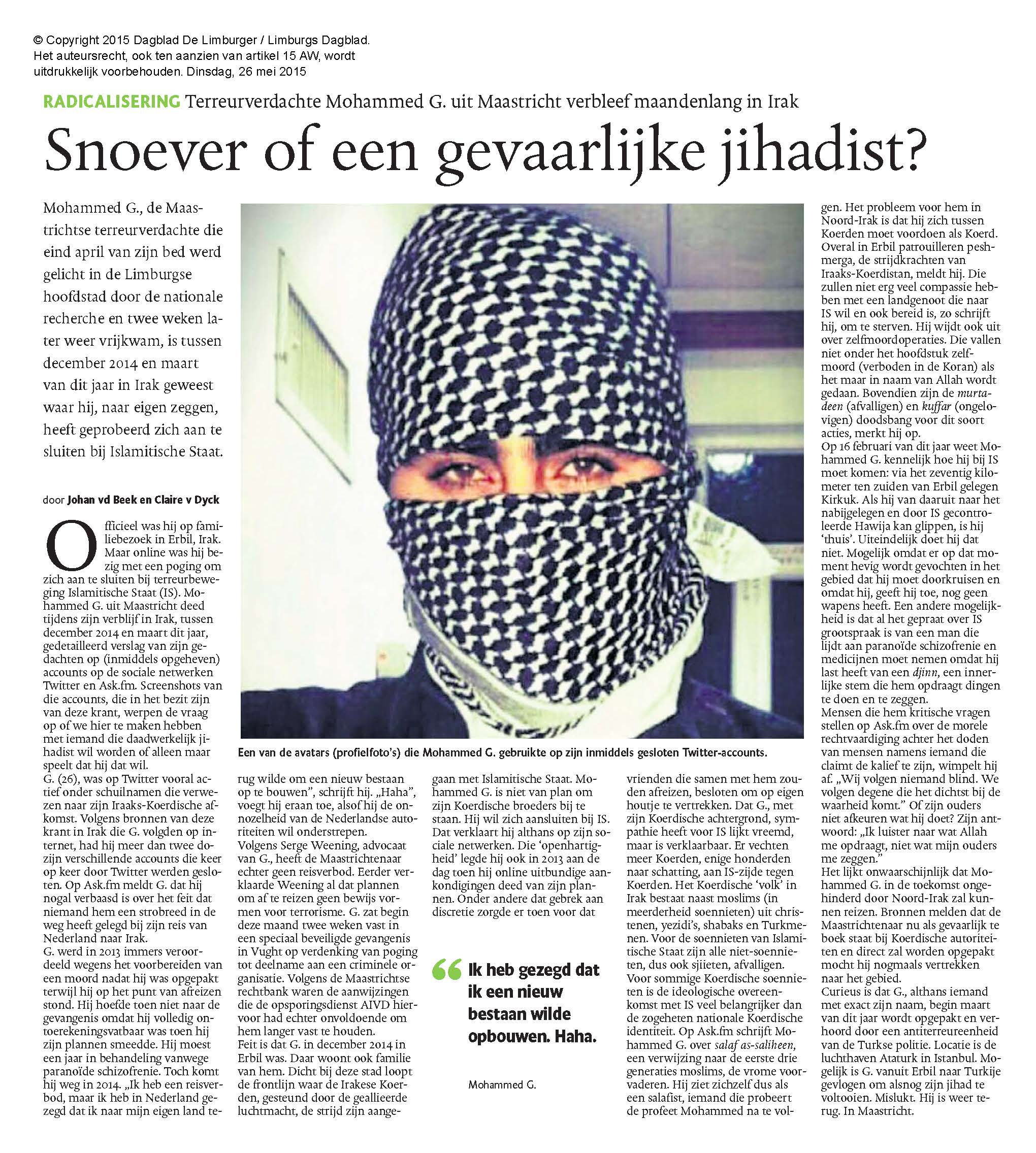 Artikel Limburgs dagblad Mohammed G